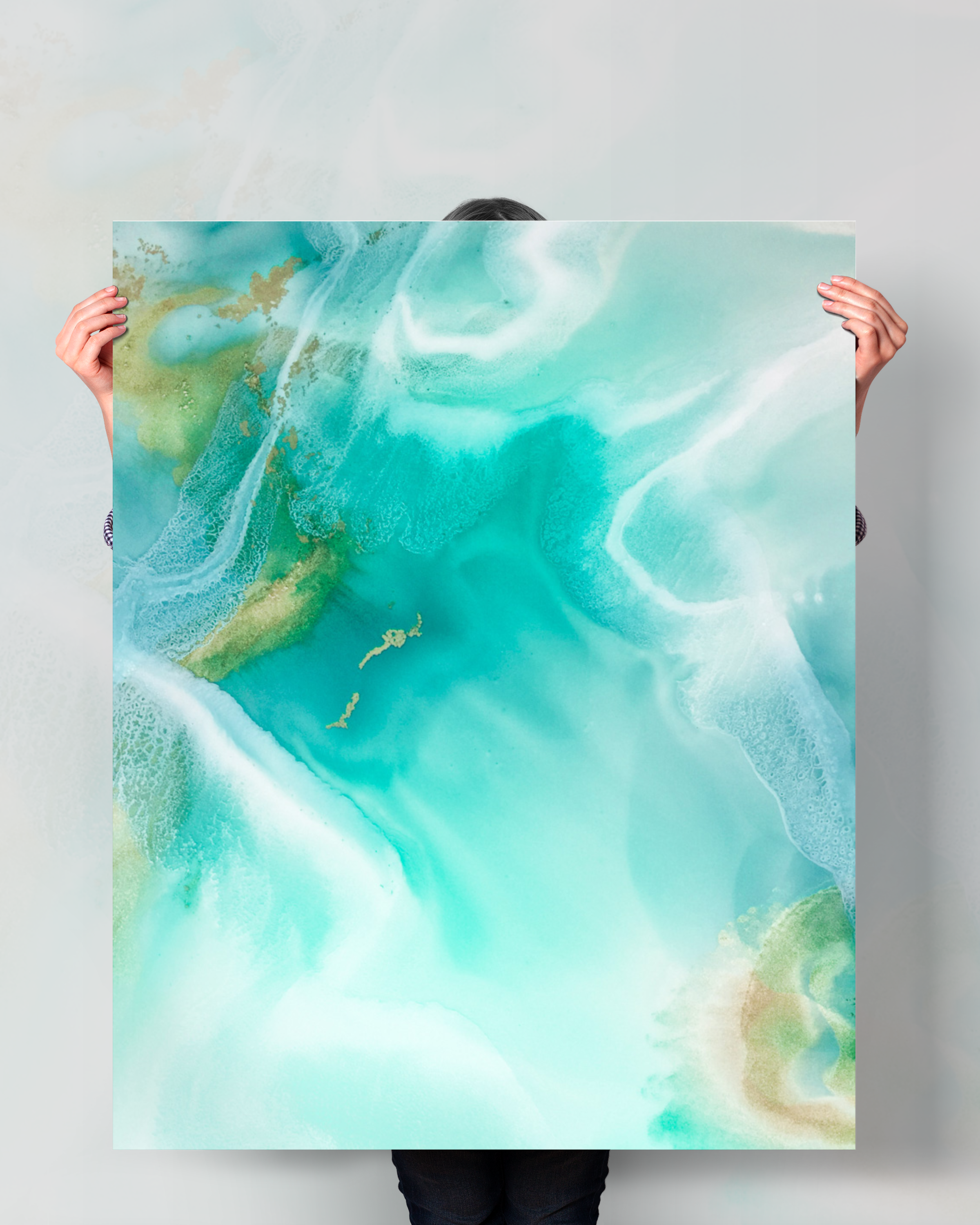 Abstract Wall Art Prints Loose Watercolor Paper & Canvas | Lagoon 1