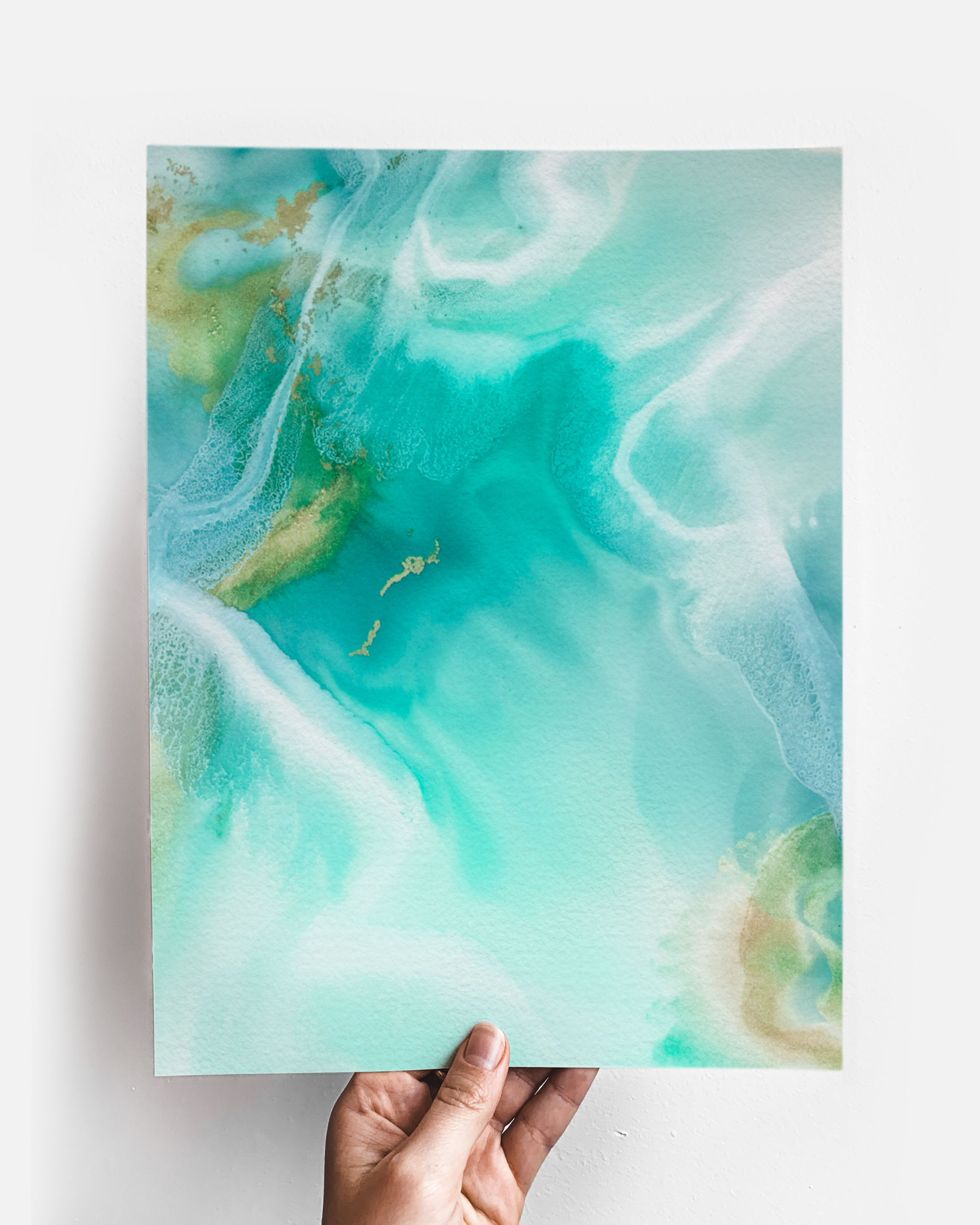 Abstract Wall Art Prints Loose Watercolor Paper & Canvas | Lagoon 1