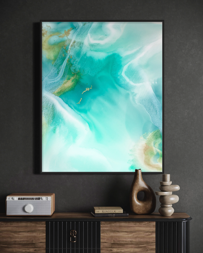 Abstract Wall Art Prints Loose Watercolor Paper & Canvas | Lagoon 1
