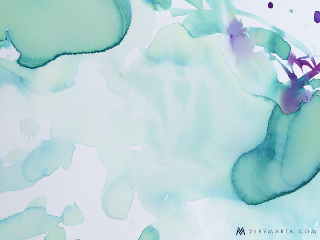 abstract-botanical-watercolor-painting-flower-art-marta-spendowska-verymarta-Painting, watercolor | Until you put soft petal on your heart | 22x30" Paper