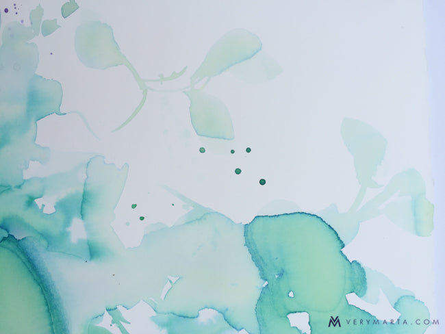 abstract-botanical-watercolor-painting-flower-art-marta-spendowska-verymarta-Painting, watercolor | Until you put soft petal on your heart | 22x30" Paper