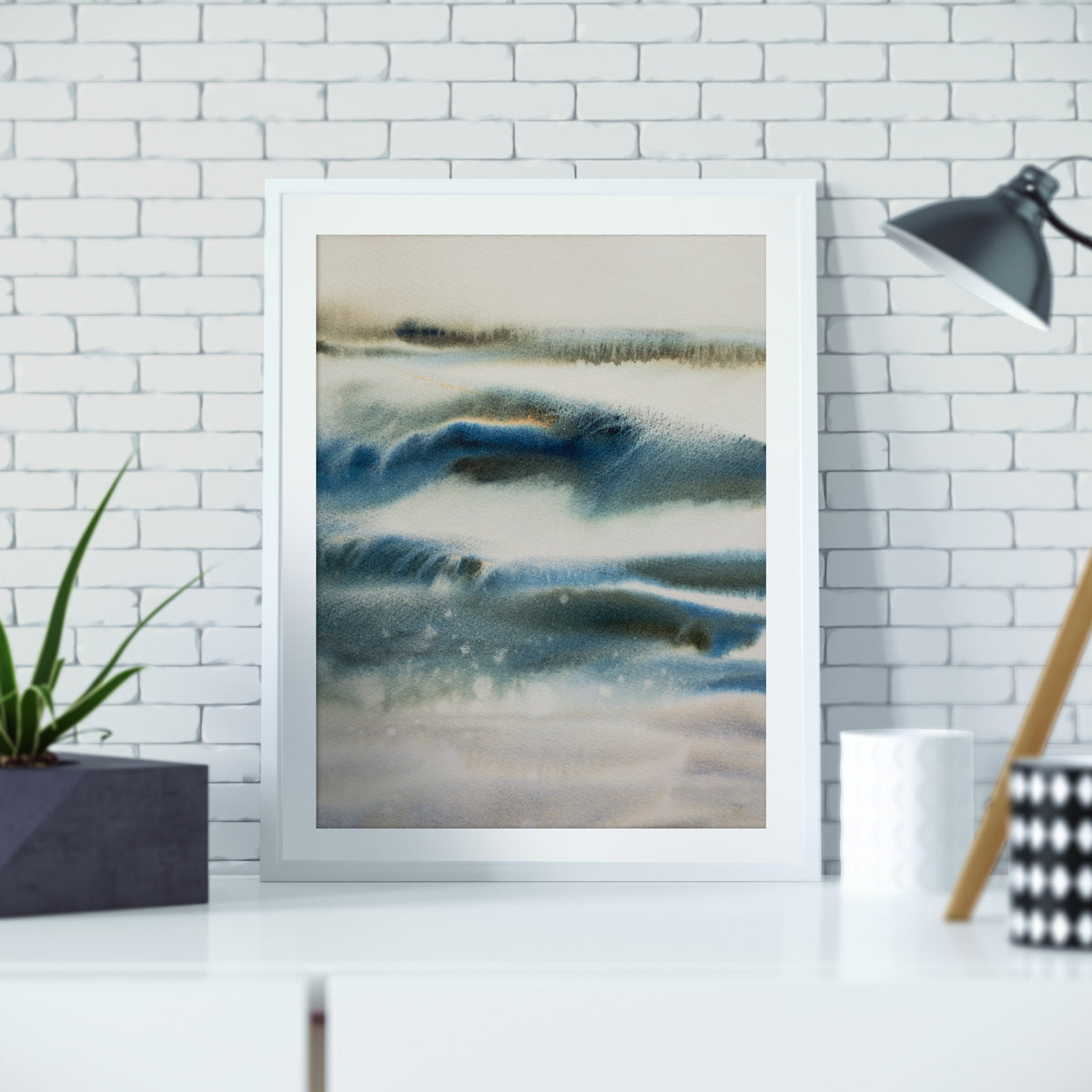 Art Print | Bluesy-landscape-watercolor-painting-abstract-newlands-marta-spendowska-verymarta