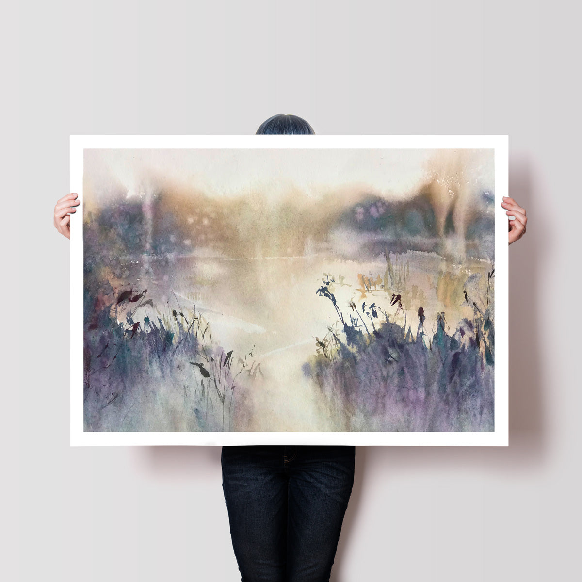 Art Print | Marsh-landscape-watercolor-painting-abstract-newlands-marta-spendowska-verymarta