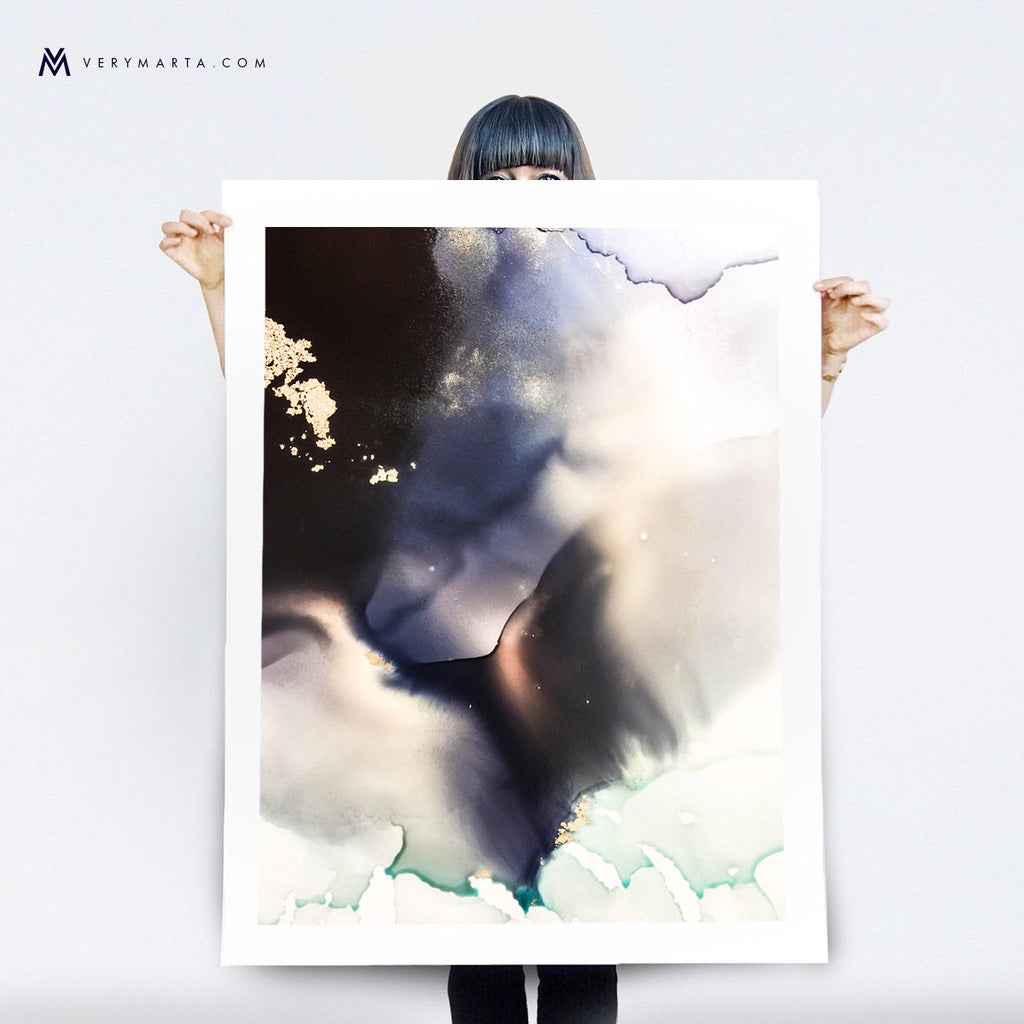 Art Print | Storm-abstract-watercolor-painting-wetlands-marta-spendowska-verymarta