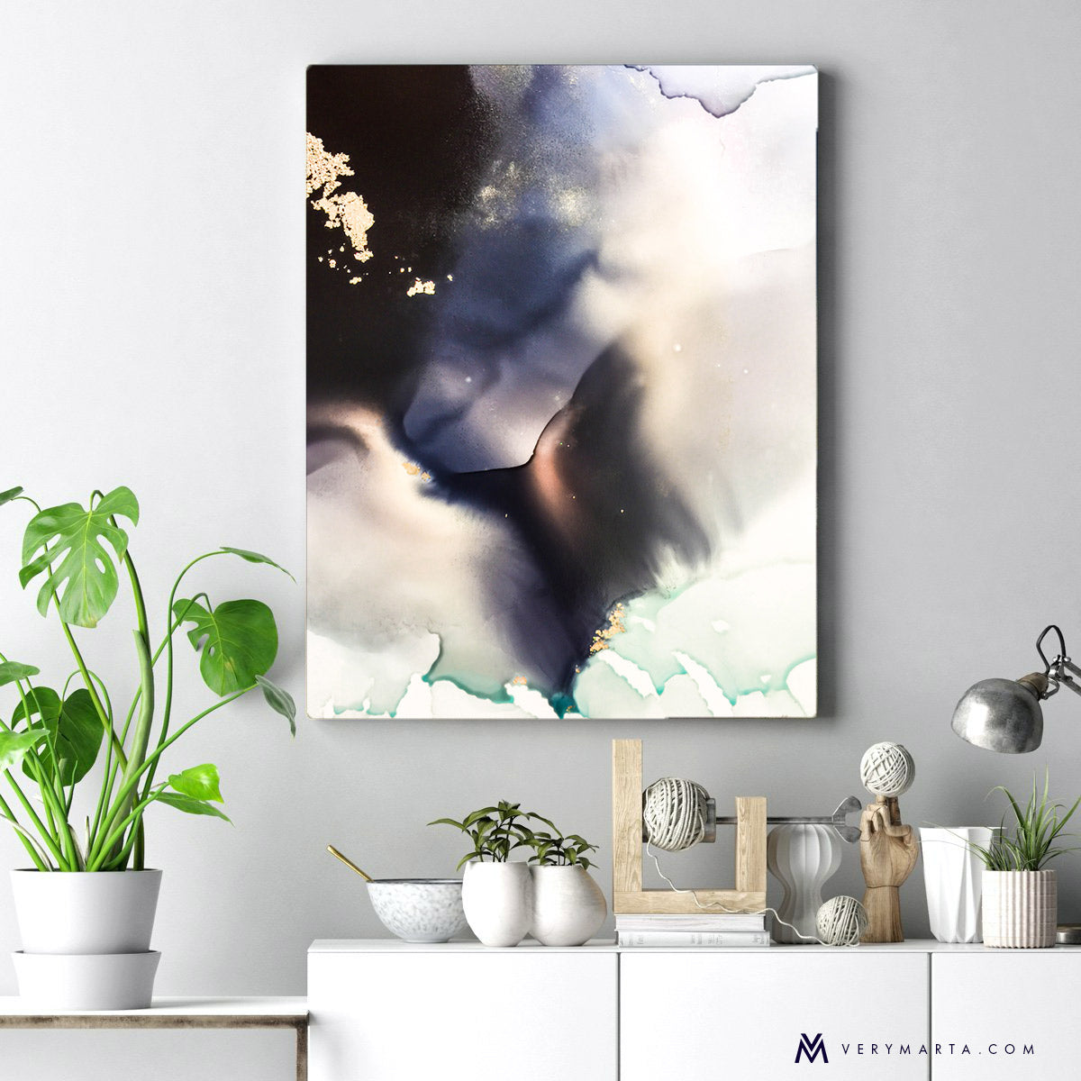 Art Print | Storm-abstract-watercolor-painting-wetlands-marta-spendowska-verymarta