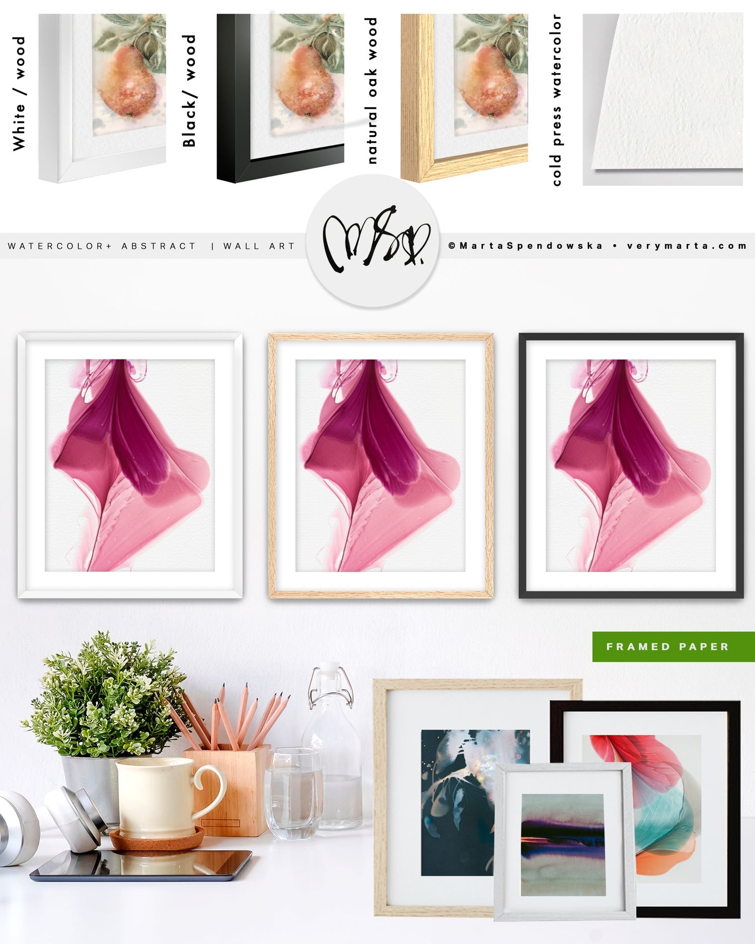 Botanical watercolor large canvas and paper wall art prints, ready to hang floral artwork Abstract Botanical Watercolor Art Print | Queasa by Marta Spendowska