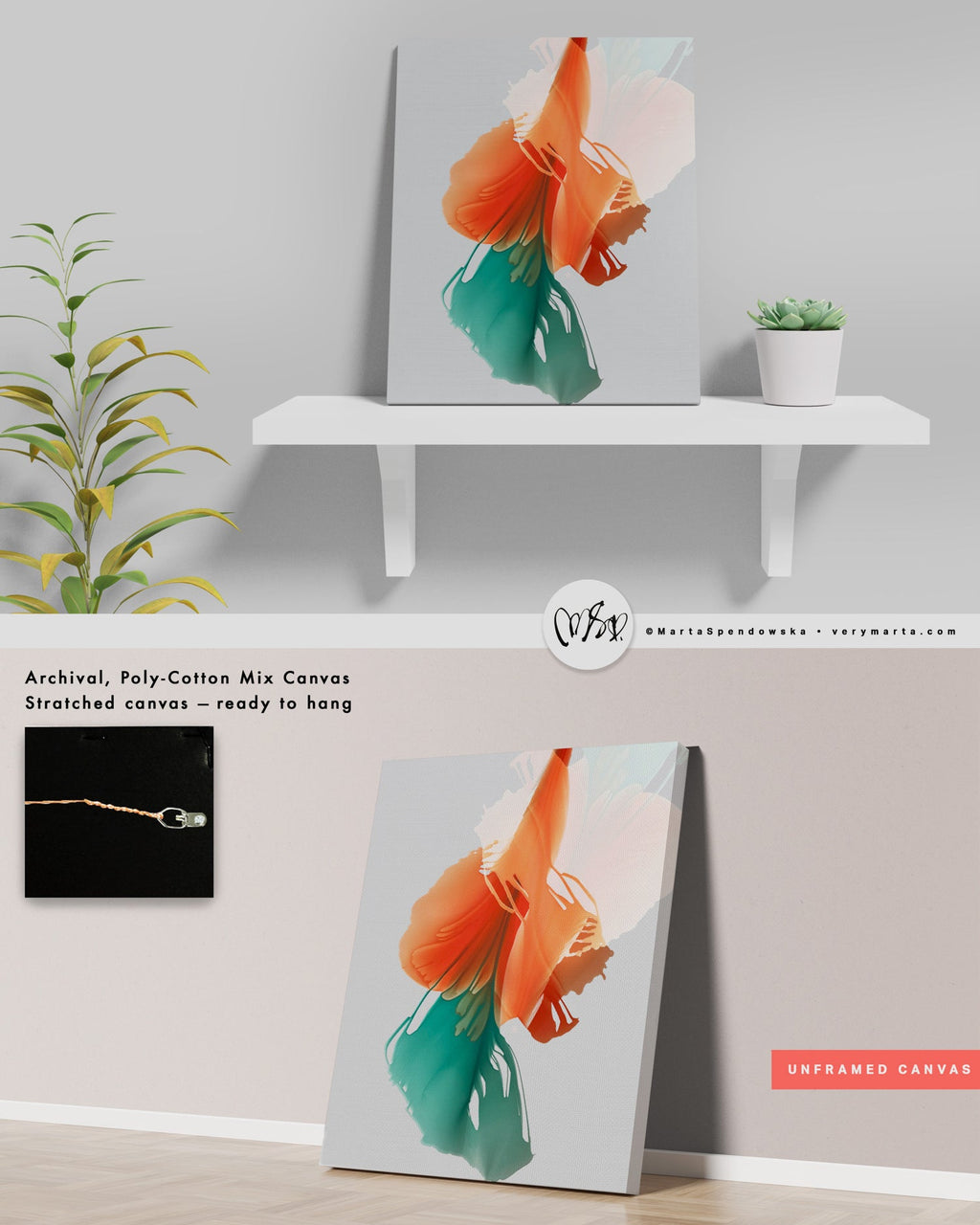 Botanical watercolor large canvas and paper wall art prints, ready to hang floral artwork Abstract Botanical Watercolor Art Print | Louna by Marta Spendowska