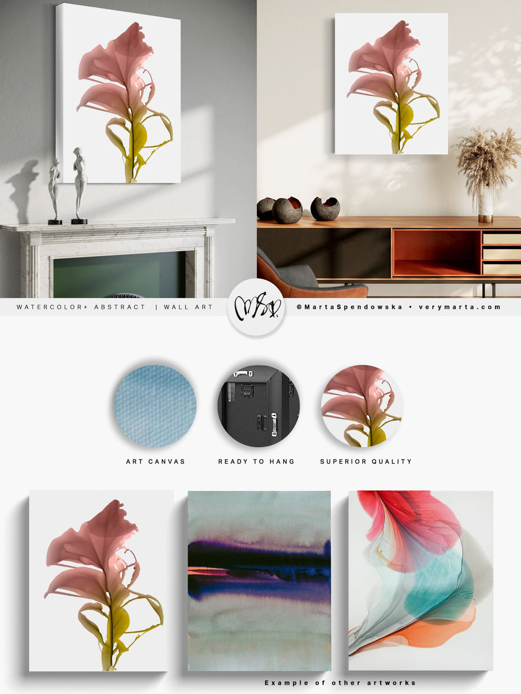 Botanical watercolor large canvas and paper wall art prints, ready to hang floral artwork Abstract Botanical Watercolor Art Print | Bona by Marta Spendowska