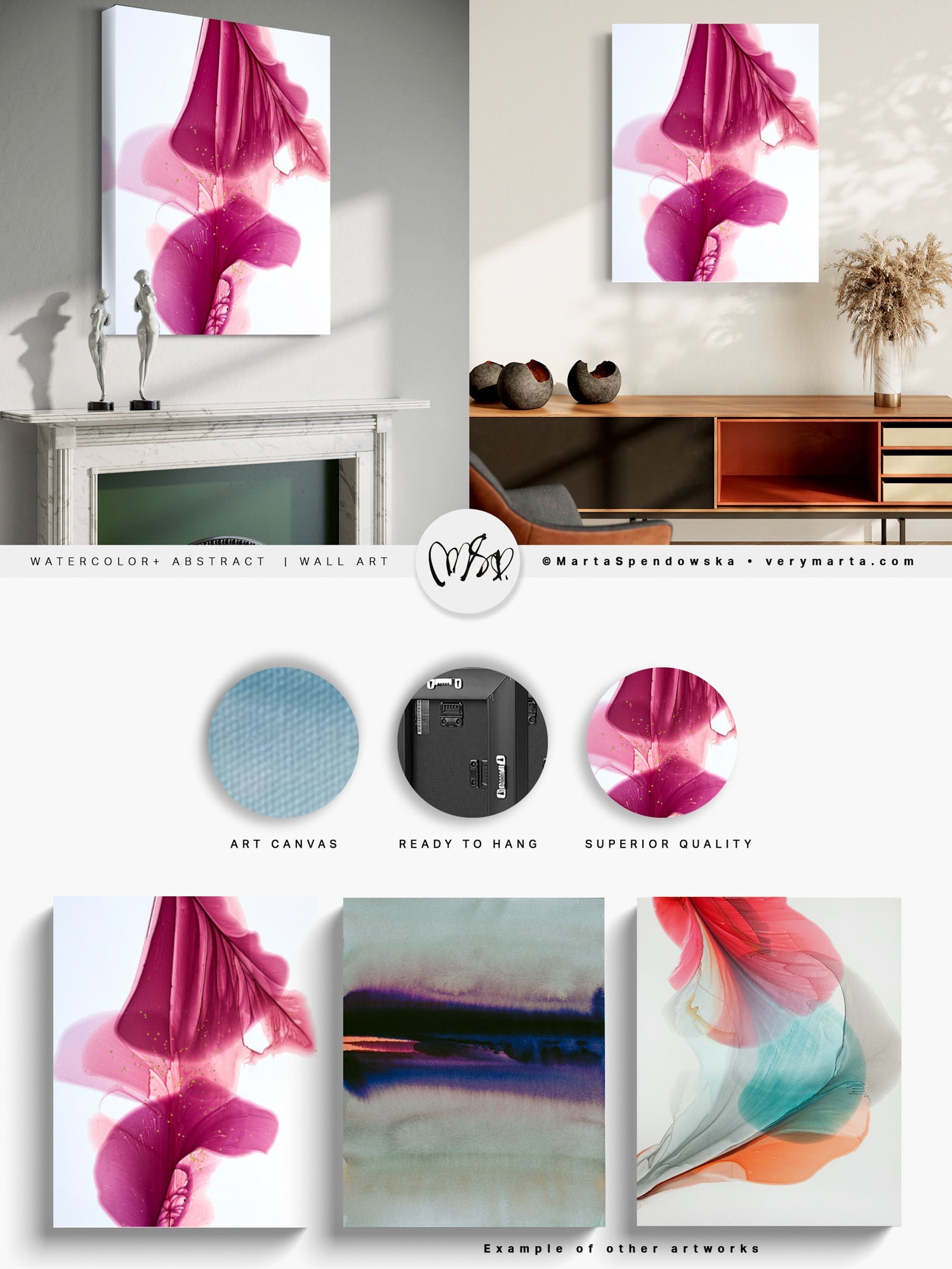 Botanical watercolor large canvas and paper wall art prints, ready to hang floral artwork Abstract Botanical Watercolor Art Print | Pousa by Marta Spendowska