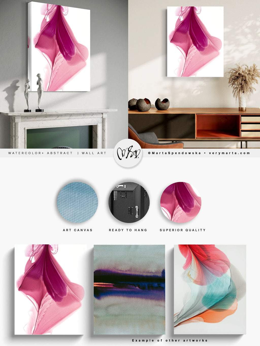 Botanical watercolor large canvas and paper wall art prints, ready to hang floral artwork Abstract Botanical Watercolor Art Print | Queasa by Marta Spendowska