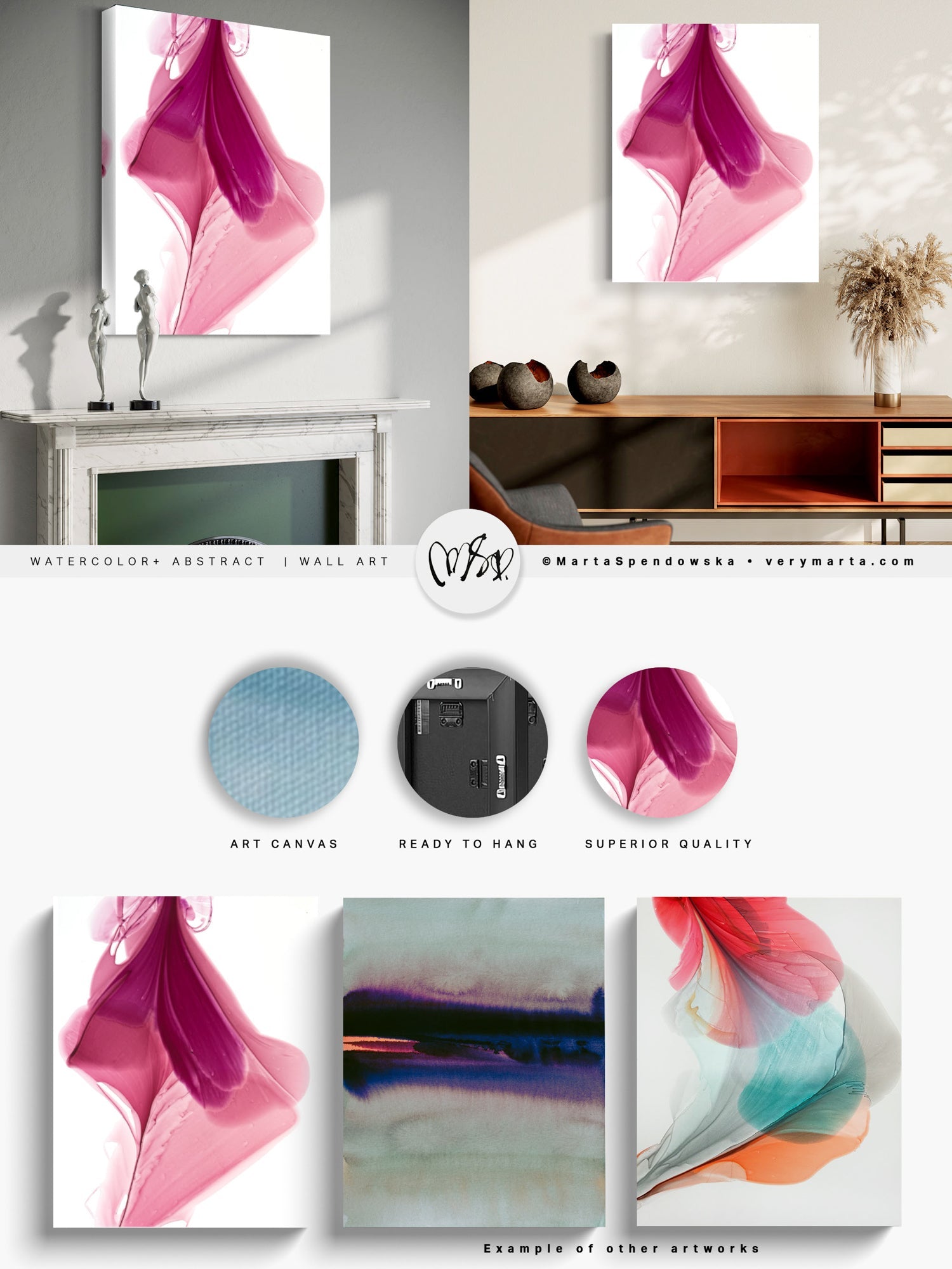 Botanical watercolor large canvas and paper wall art prints, ready to hang floral artwork Abstract Botanical Watercolor Art Print | Queasa by Marta Spendowska