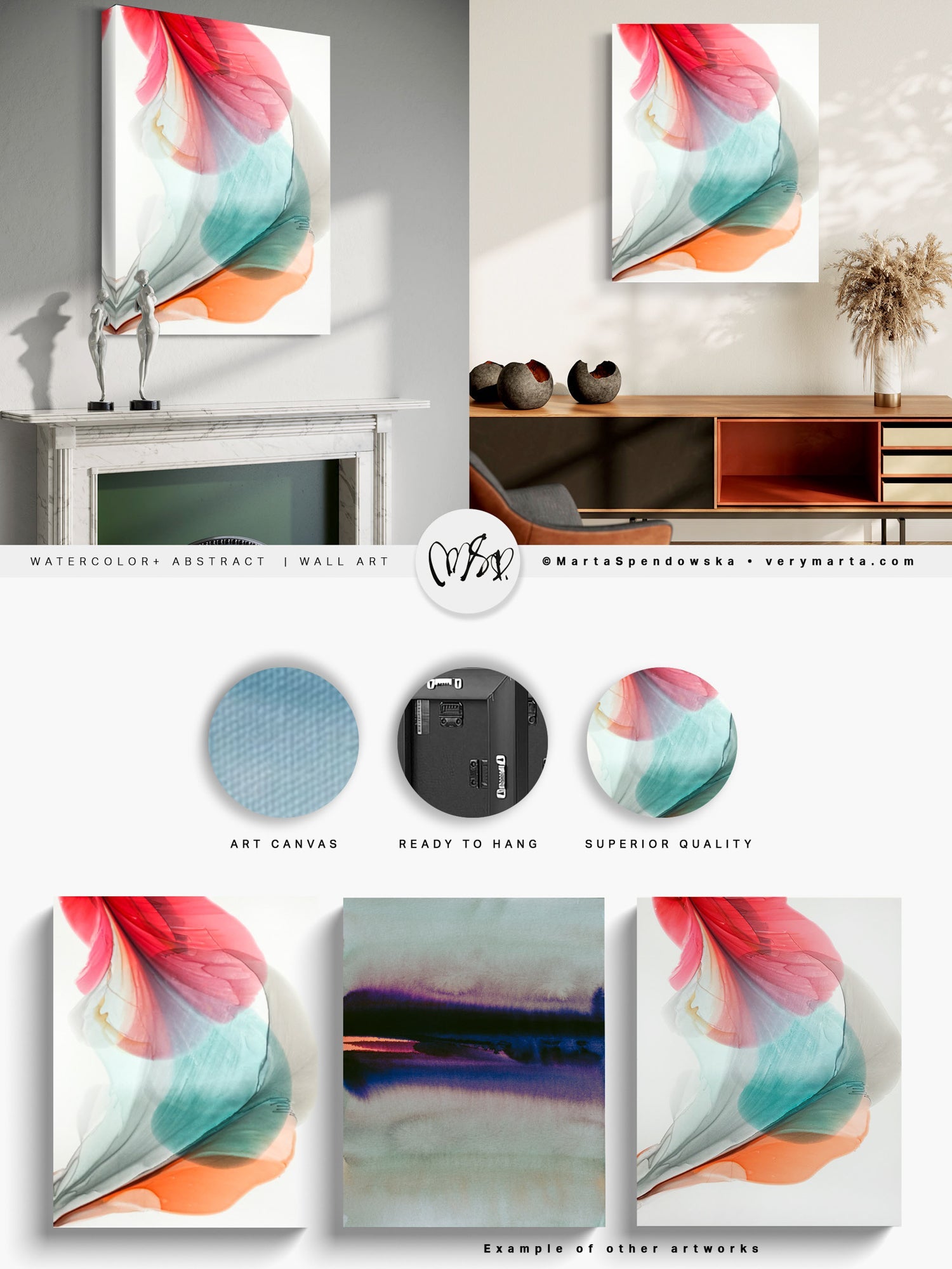 Botanical watercolor large canvas and paper wall art prints, ready to hang floral artwork Abstract Botanical Watercolor Art Print | Tuet by Marta Spendowska