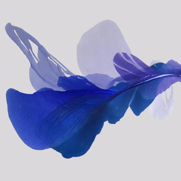 Modern Fine Art for Home Decor Abstract Watercolor Painting Blue Bell 52x52" by Marta Spendowska