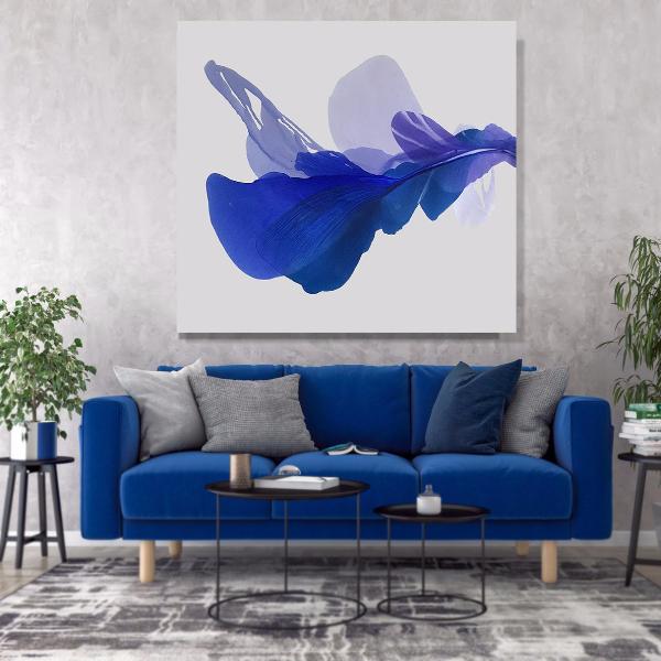 Modern Fine Art for Home Decor Abstract Watercolor Painting Blue Bell 52x52" by Marta Spendowska