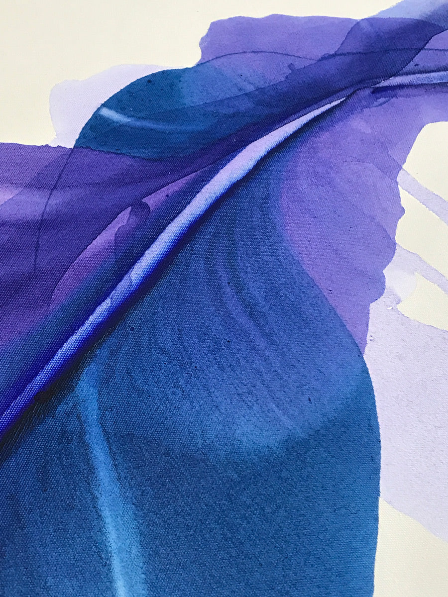 Modern Fine Art for Home Decor Abstract Watercolor Painting Blue Bell 52x52" by Marta Spendowska