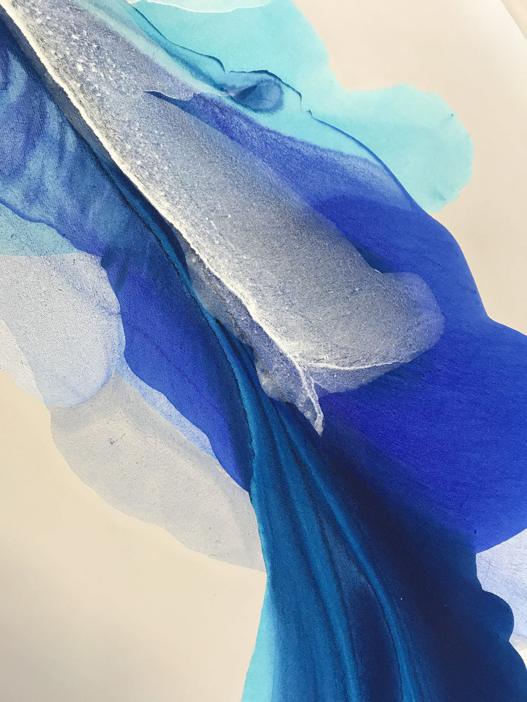 Modern Fine Art for Home Decor Abstract Watercolor Painting The journey of innocent blue 48x36" by Marta Spendowska