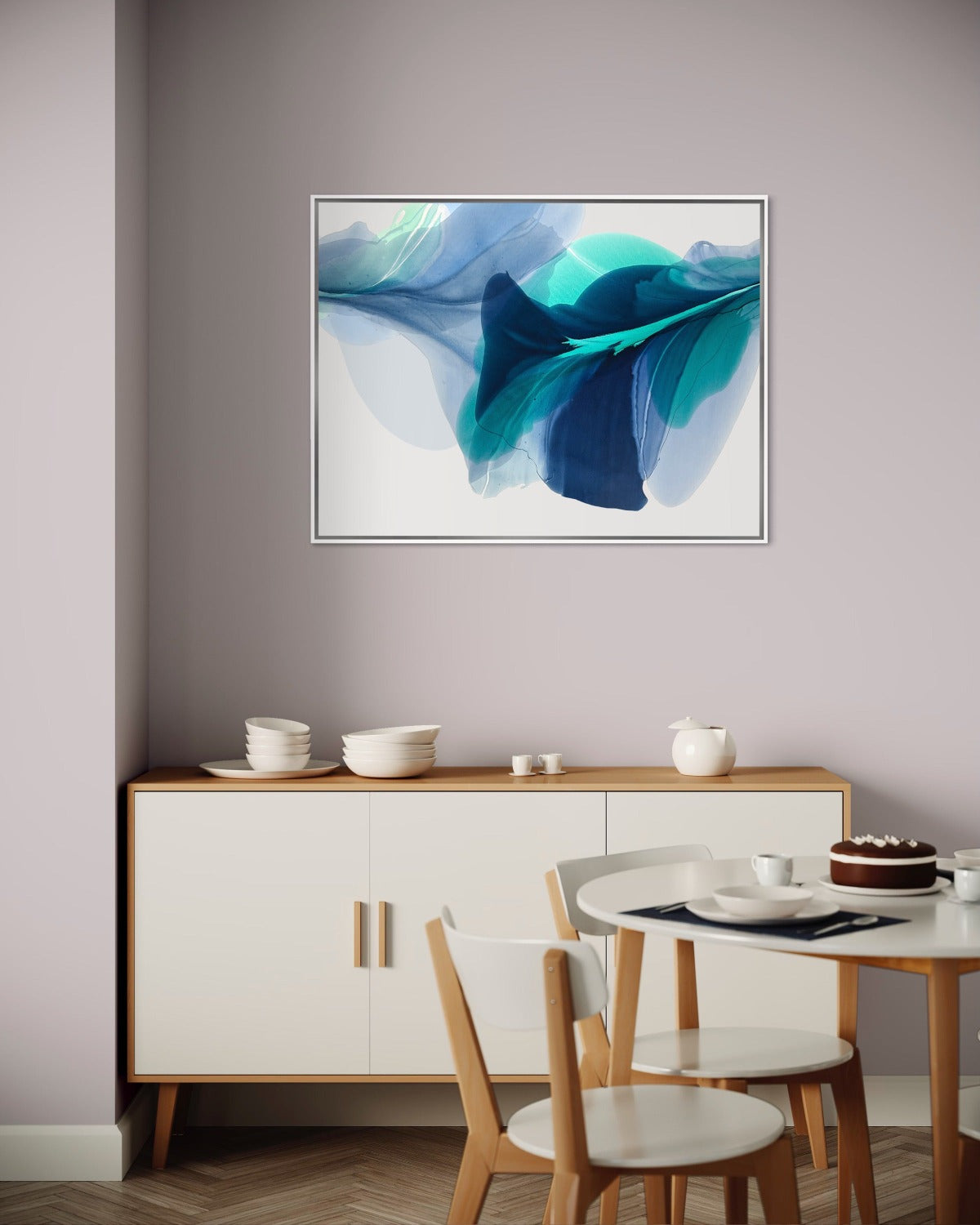 Modern Fine Art for Home Decor Abstract Watercolor Painting Voda 30x40" by Marta Spendowska