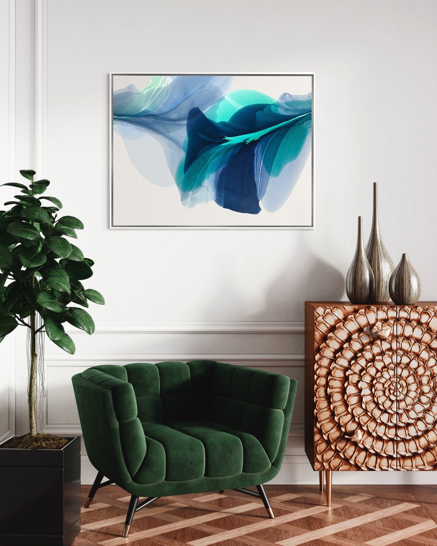 Modern Fine Art for Home Decor Abstract Watercolor Painting Voda 30x40" by Marta Spendowska