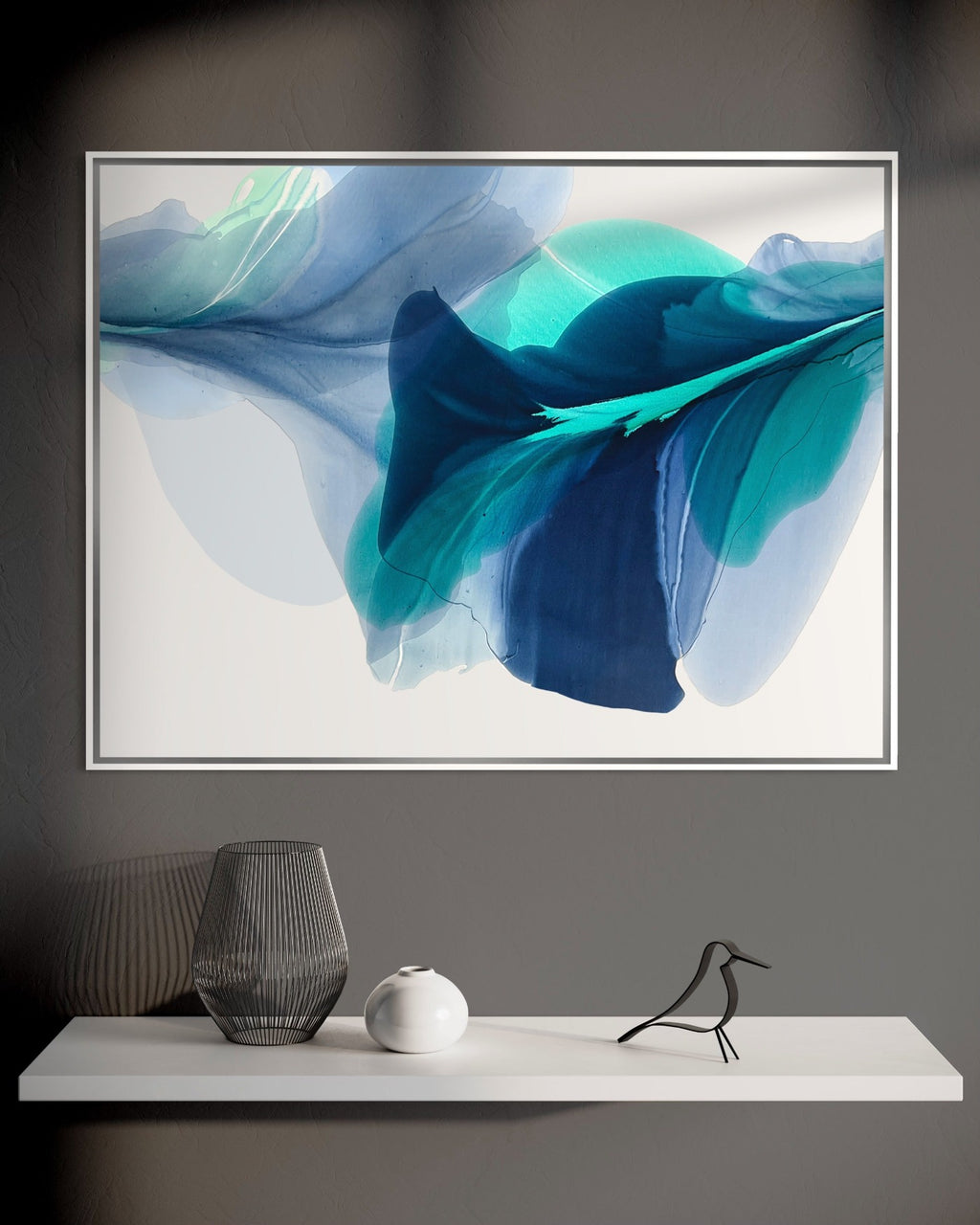 Modern Fine Art for Home Decor Abstract Watercolor Painting Voda 30x40" by Marta Spendowska