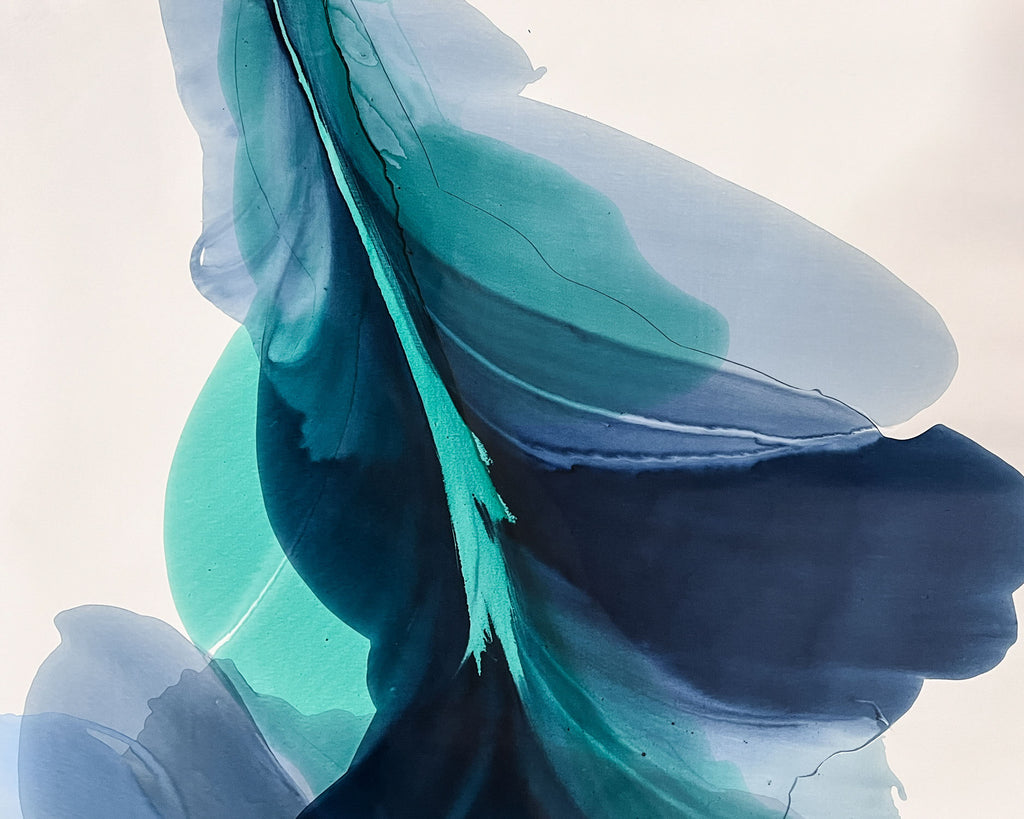 Modern Fine Art for Home Decor Abstract Watercolor Painting Voda 30x40" by Marta Spendowska