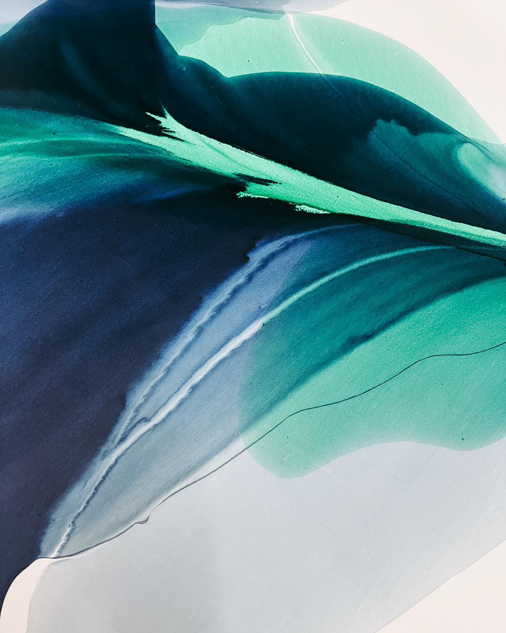 Modern Fine Art for Home Decor Abstract Watercolor Painting Voda 30x40" by Marta Spendowska