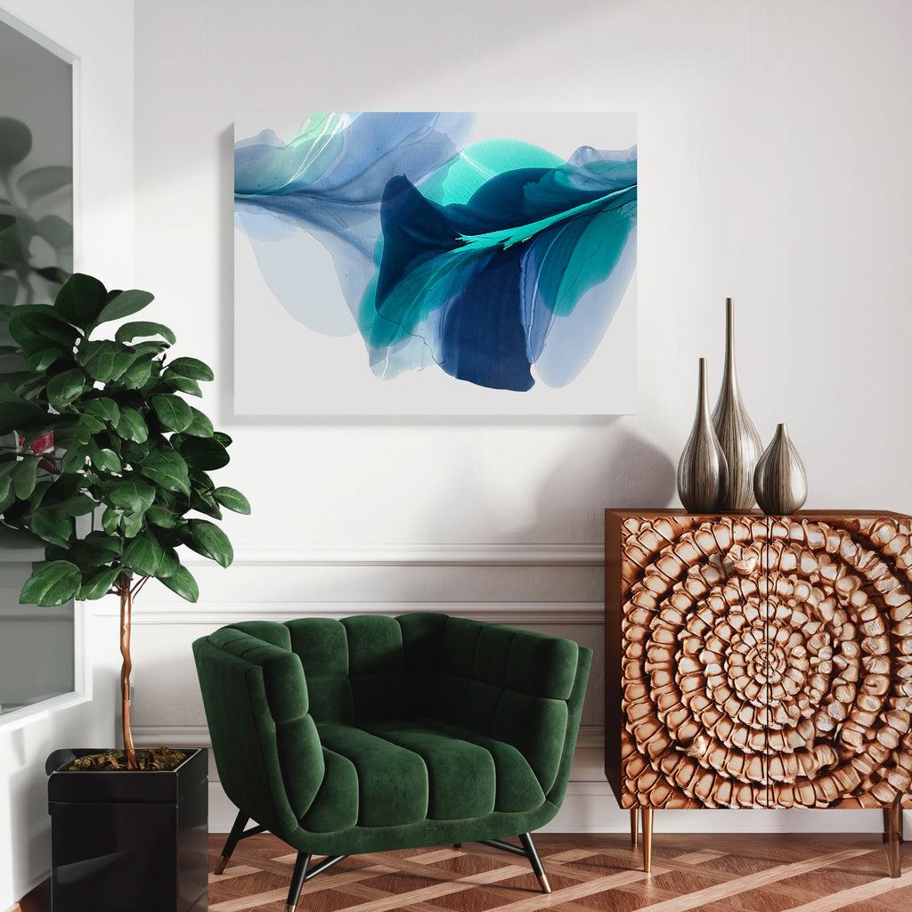 Modern Fine Art for Home Decor Abstract Watercolor Painting Voda 30x40" by Marta Spendowska