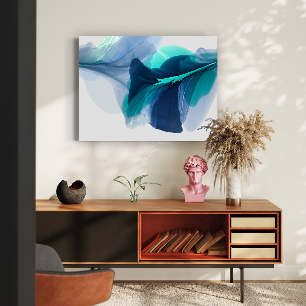 Modern Fine Art for Home Decor Abstract Watercolor Painting Voda 30x40" by Marta Spendowska