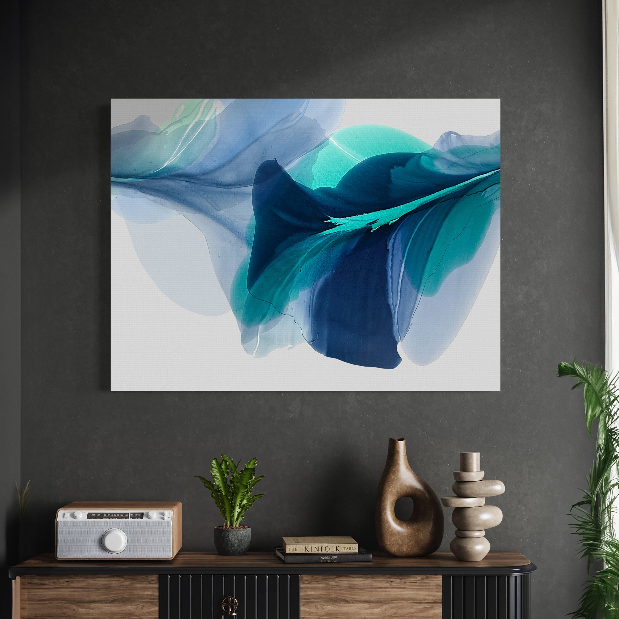 Modern Fine Art for Home Decor Abstract Watercolor Painting Voda 30x40" by Marta Spendowska