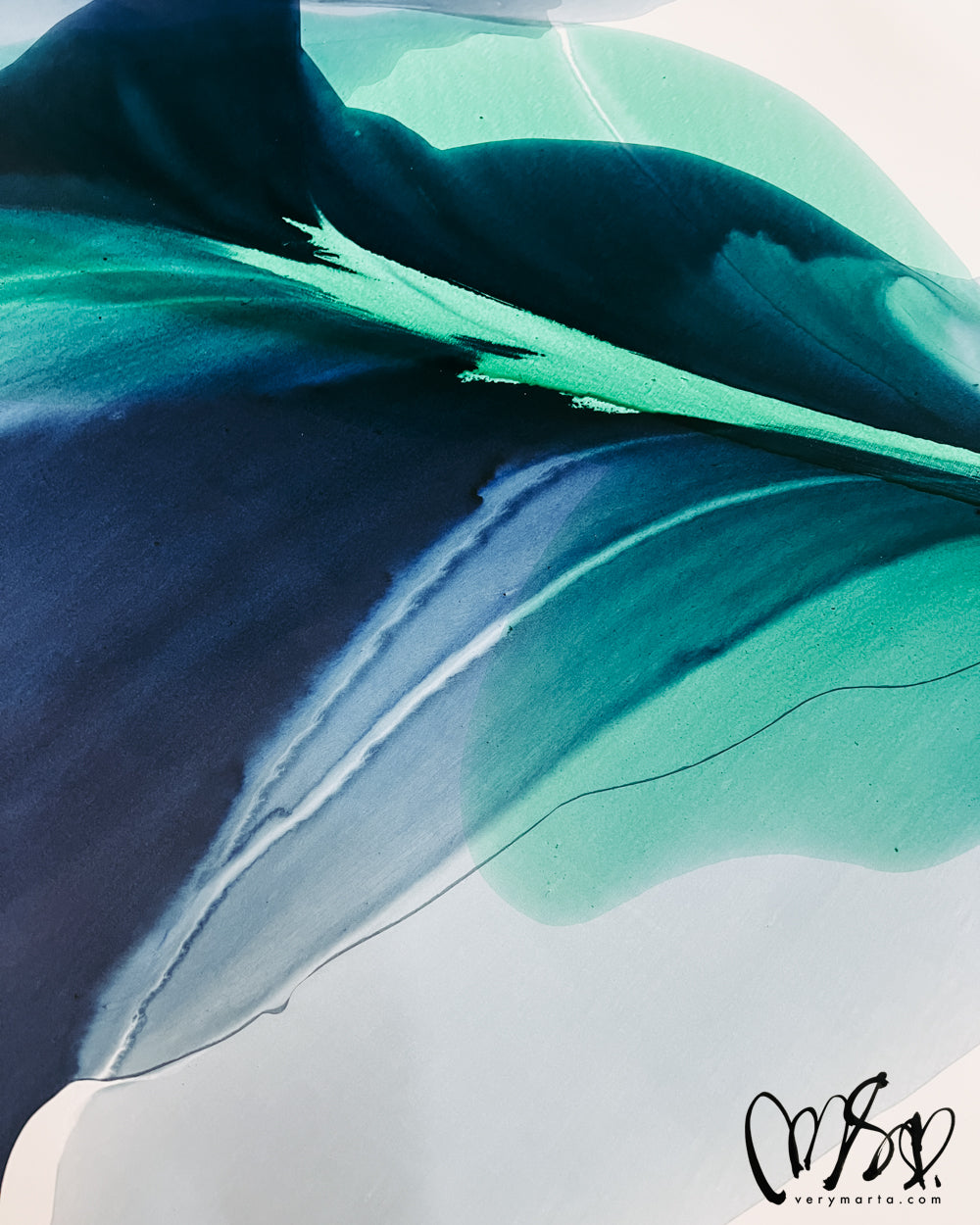 Modern Fine Art for Home Decor Abstract Watercolor Painting Voda 30x40" by Marta Spendowska