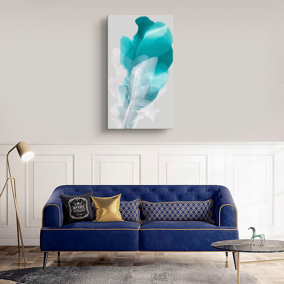 Modern Fine Art for Home Decor Abstract Watercolor Painting White petals 40x23" by Marta Spendowska