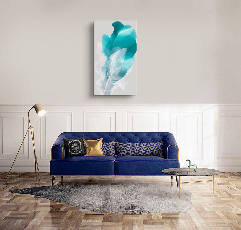 Modern Fine Art for Home Decor Abstract Watercolor Painting White petals 40x23" by Marta Spendowska