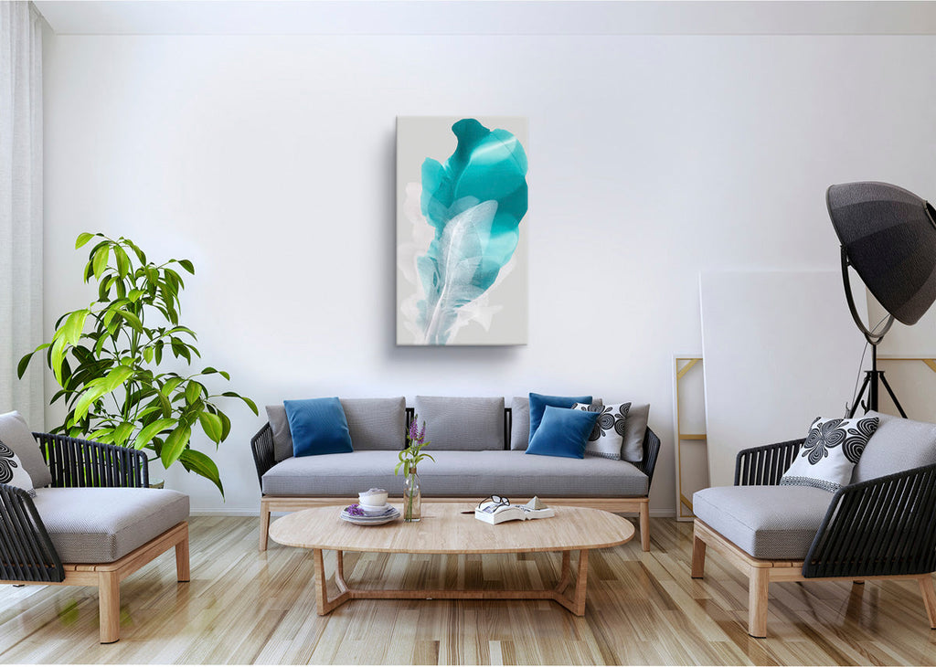 Modern Fine Art for Home Decor Abstract Watercolor Painting White petals 40x23" by Marta Spendowska