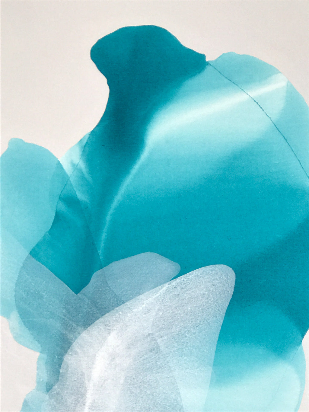 Modern Fine Art for Home Decor Abstract Watercolor Painting White petals 40x23" by Marta Spendowska