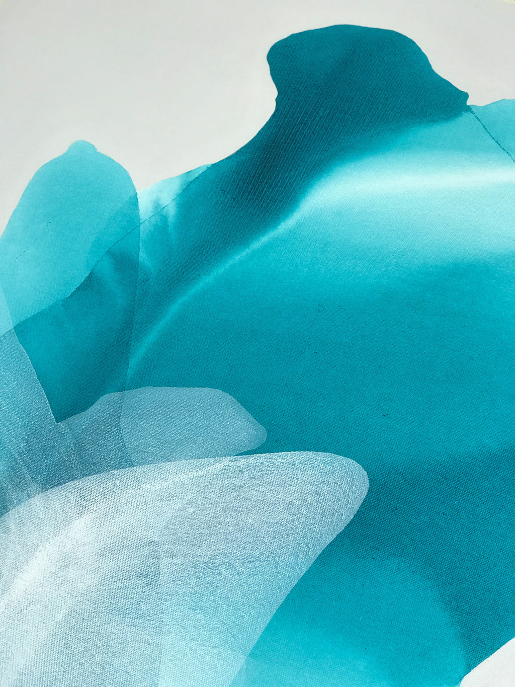 Modern Fine Art for Home Decor Abstract Watercolor Painting White petals 40x23" by Marta Spendowska