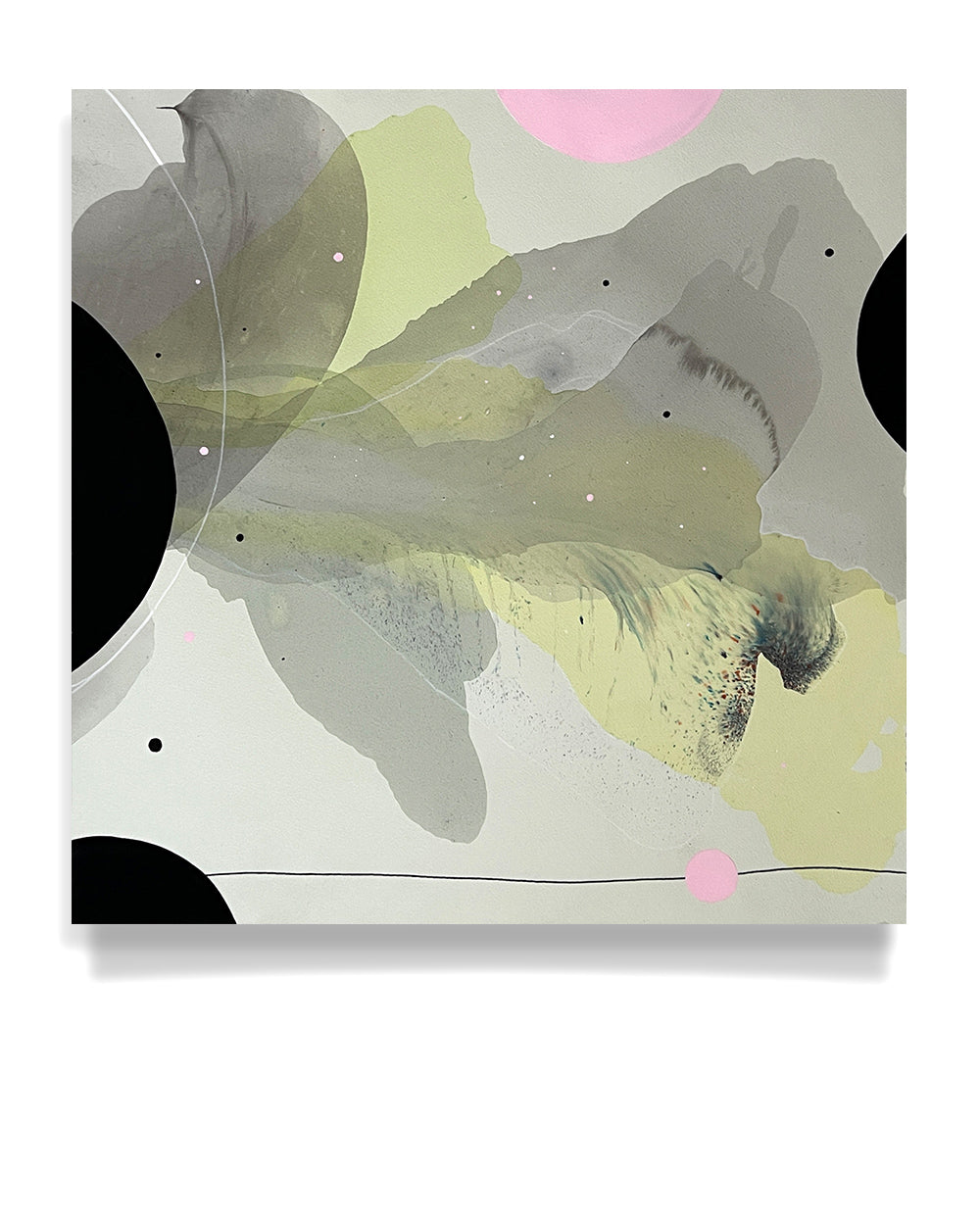 Modern Fine Art for Home Decor Botanical Abstract Watercolor Painting A cheek of life 22x22" by Marta Spendowska