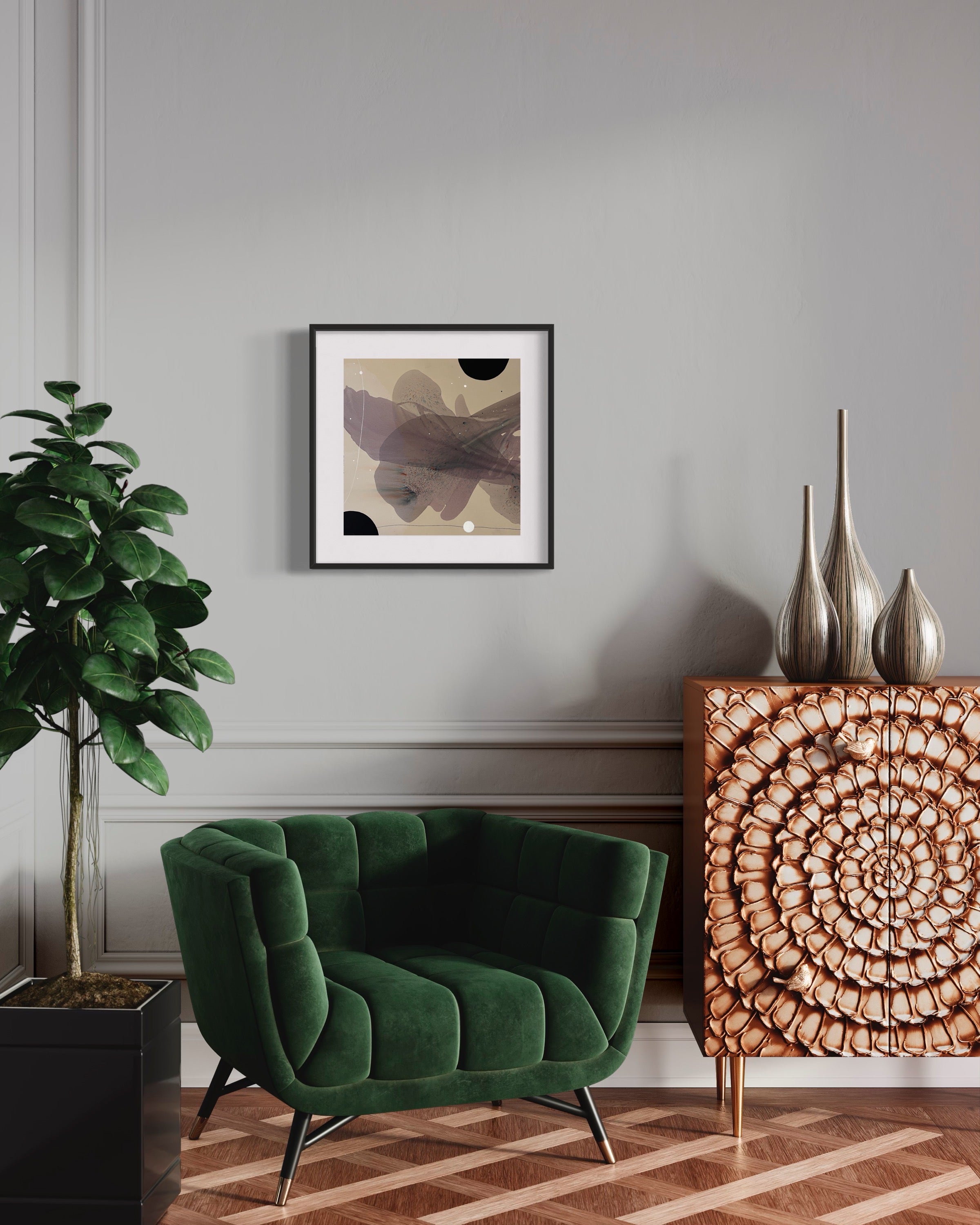 Modern Fine Art for Home Decor Botanical Abstract Watercolor Painting This quiet Angel 16x16" by Marta Spendowska