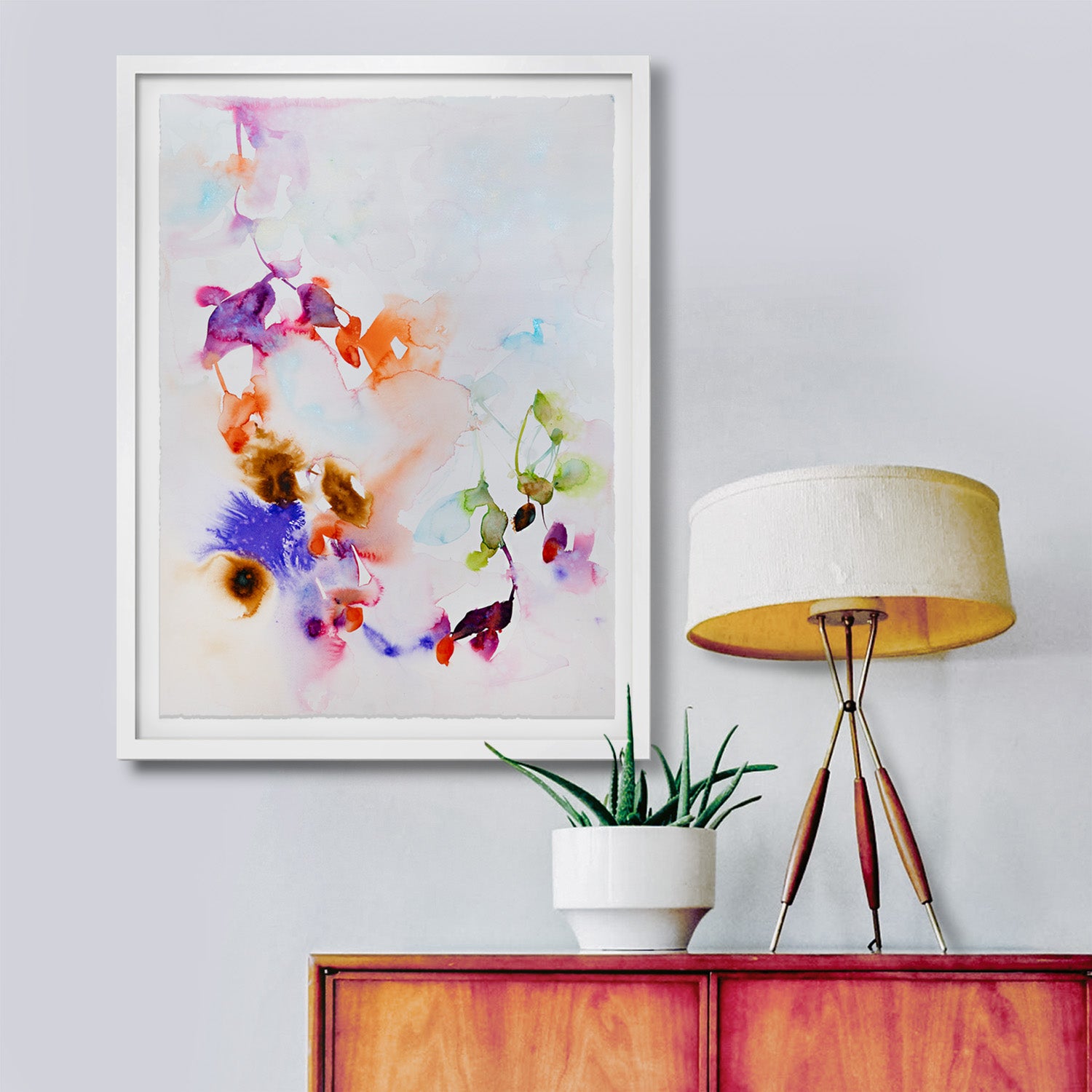 Modern Fine Art for Home Decor Botanical Watercolor Painting Gotra 30x22" by Marta Spendowska