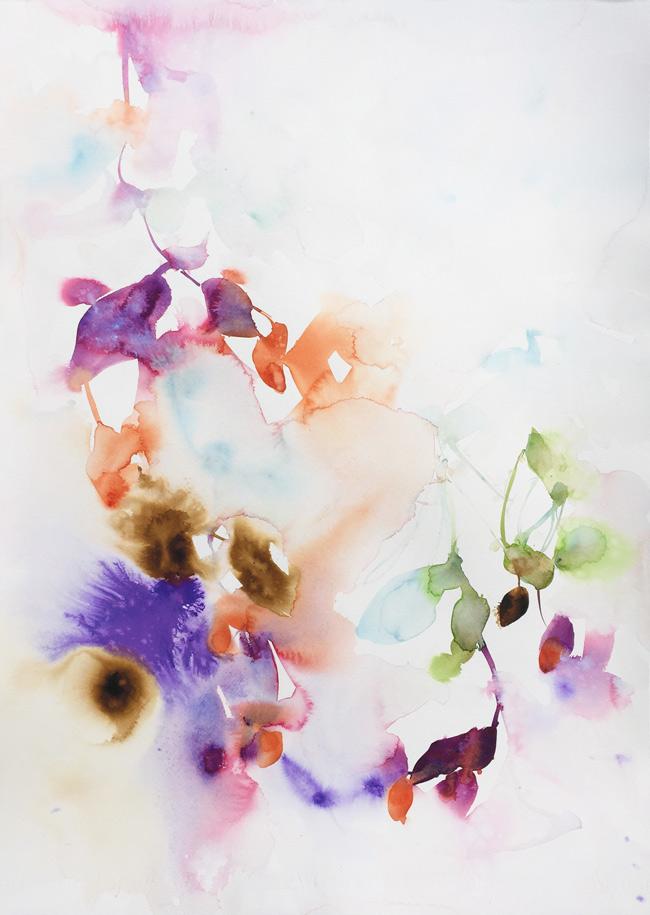 Modern Fine Art for Home Decor Botanical Watercolor Painting Gotra 30x22" by Marta Spendowska