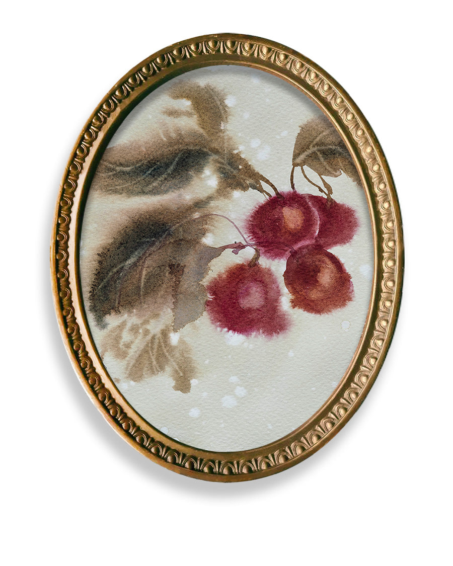 original-painting-botanical-vintage-watercolor-marta-spendowska-verymarta-Painting in watercolor | Cherries