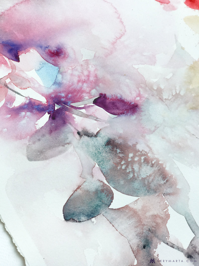 original-painting-watercolor-abstract-botanical-landscape-marta-spendowska-verymarta-Painting, watercolor | Earth and Sky Tremble | 22x15in Paper