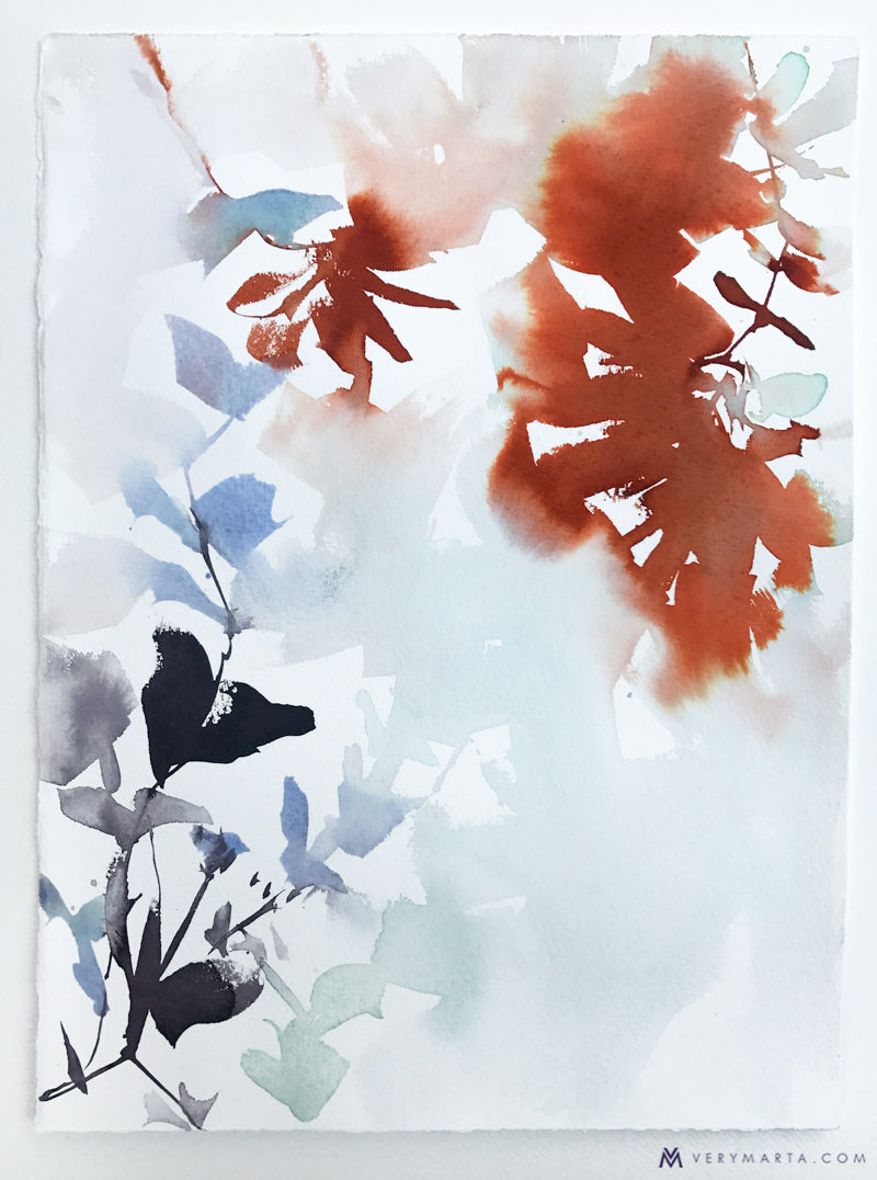 original-painting-watercolor-abstract-botanical-landscape-marta-spendowska-verymarta-Painting, watercolor | Flora 31 | 15x11" Paper