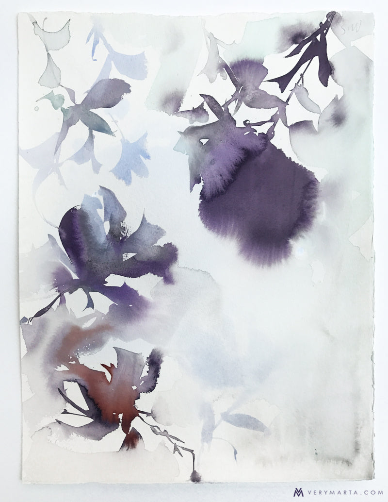 original-painting-watercolor-abstract-botanical-landscape-marta-spendowska-verymarta-Painting, watercolor | Flora 36 | 15x11" Paper