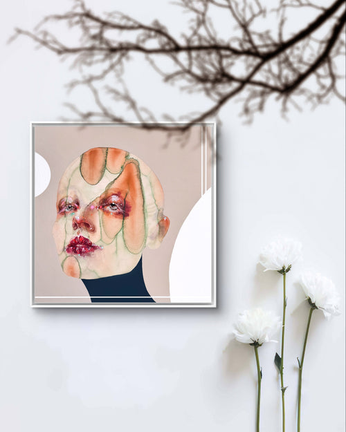 Aura 20x20" | Contemporary Portrait Watercolor Painting