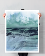 Landscape Wall  Wal Art Prints Loose Abstract Watercolor Paper & Canvas | Blue Fields 2