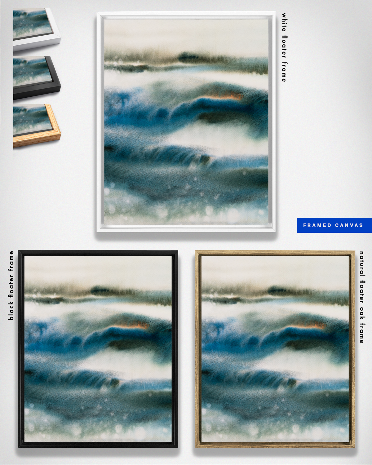 Landscape Wall  Art Prints Loose Abstract Watercolor Paper & Canvas | Bluesy