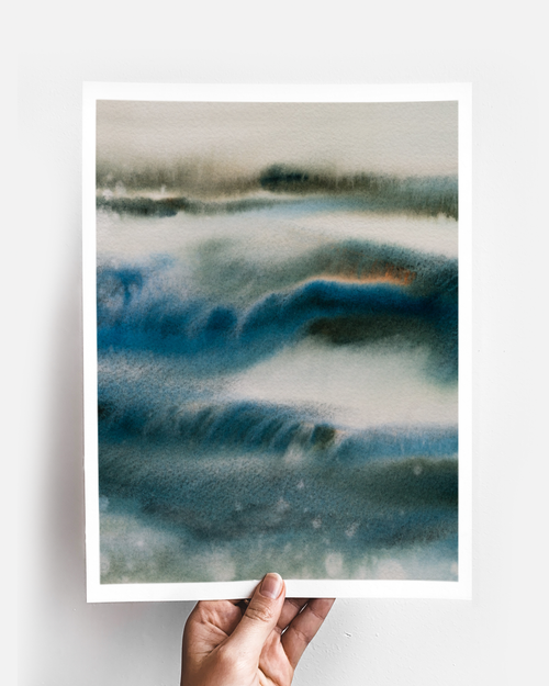 Bluesy  | Modern Landscape Watercolor Wall Art Print