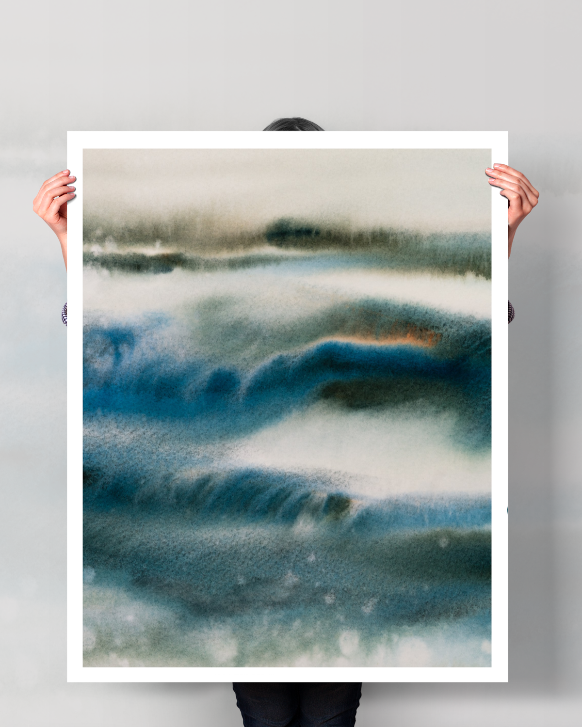 Landscape Wall  Art Prints Loose Abstract Watercolor Paper & Canvas | Bluesy