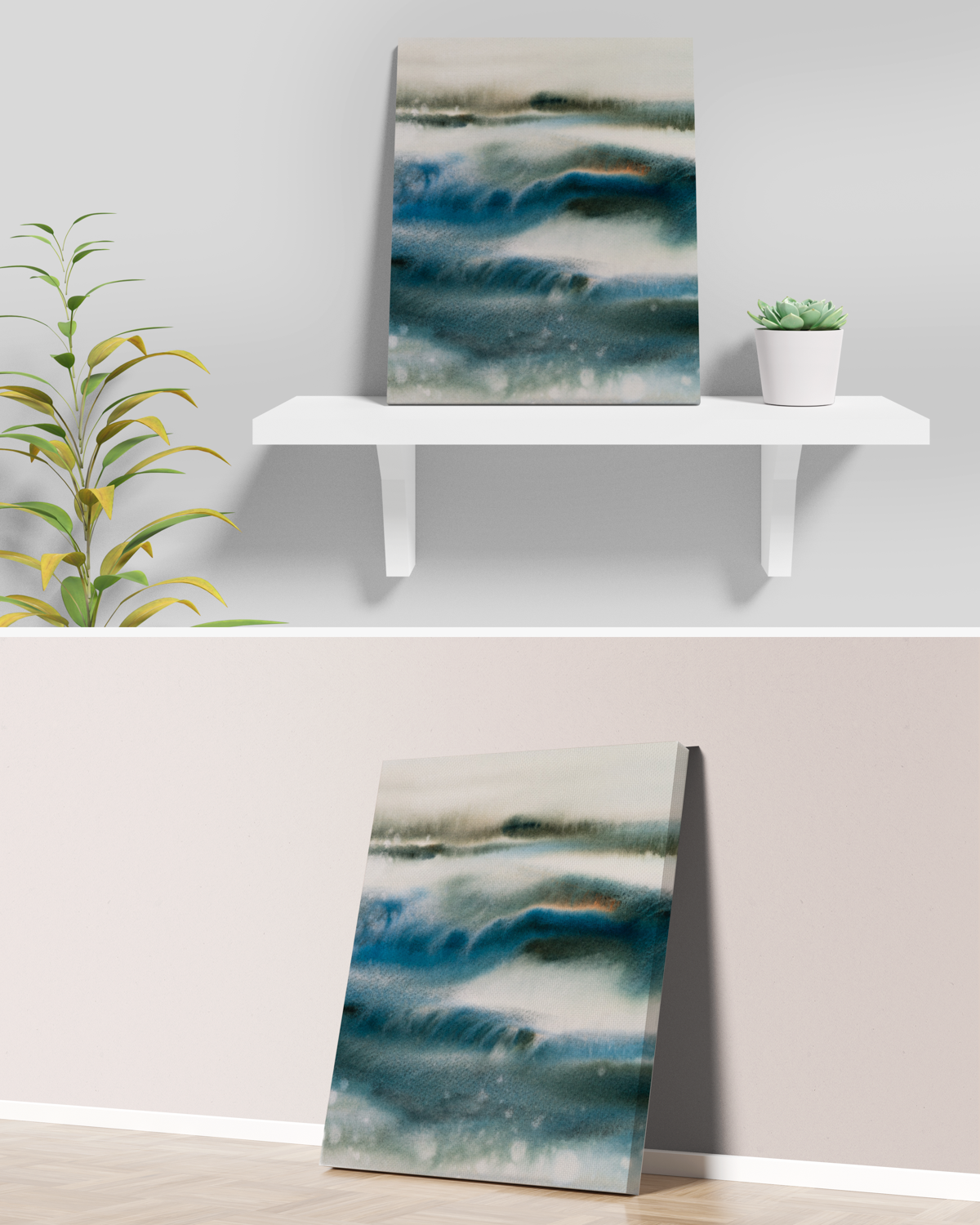 Landscape Wall  Art Prints Loose Abstract Watercolor Paper & Canvas | Bluesy