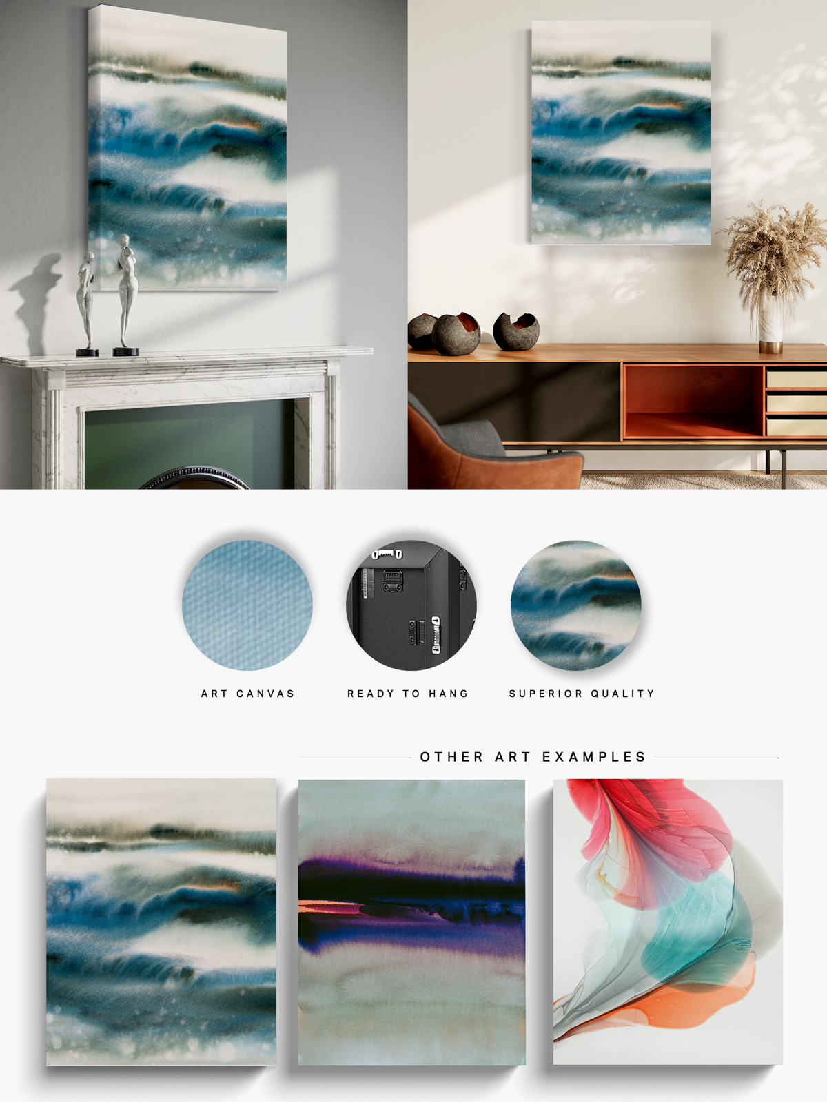 Landscape Wall  Art Prints Loose Abstract Watercolor Paper & Canvas | Bluesy