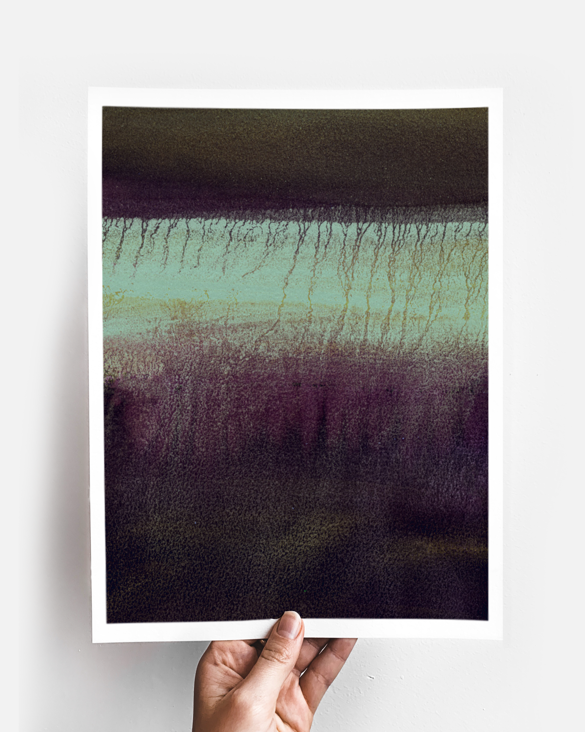 Landscape Wall  Art Prints Loose Abstract Watercolor Paper & Canvas | Burgundy Fields